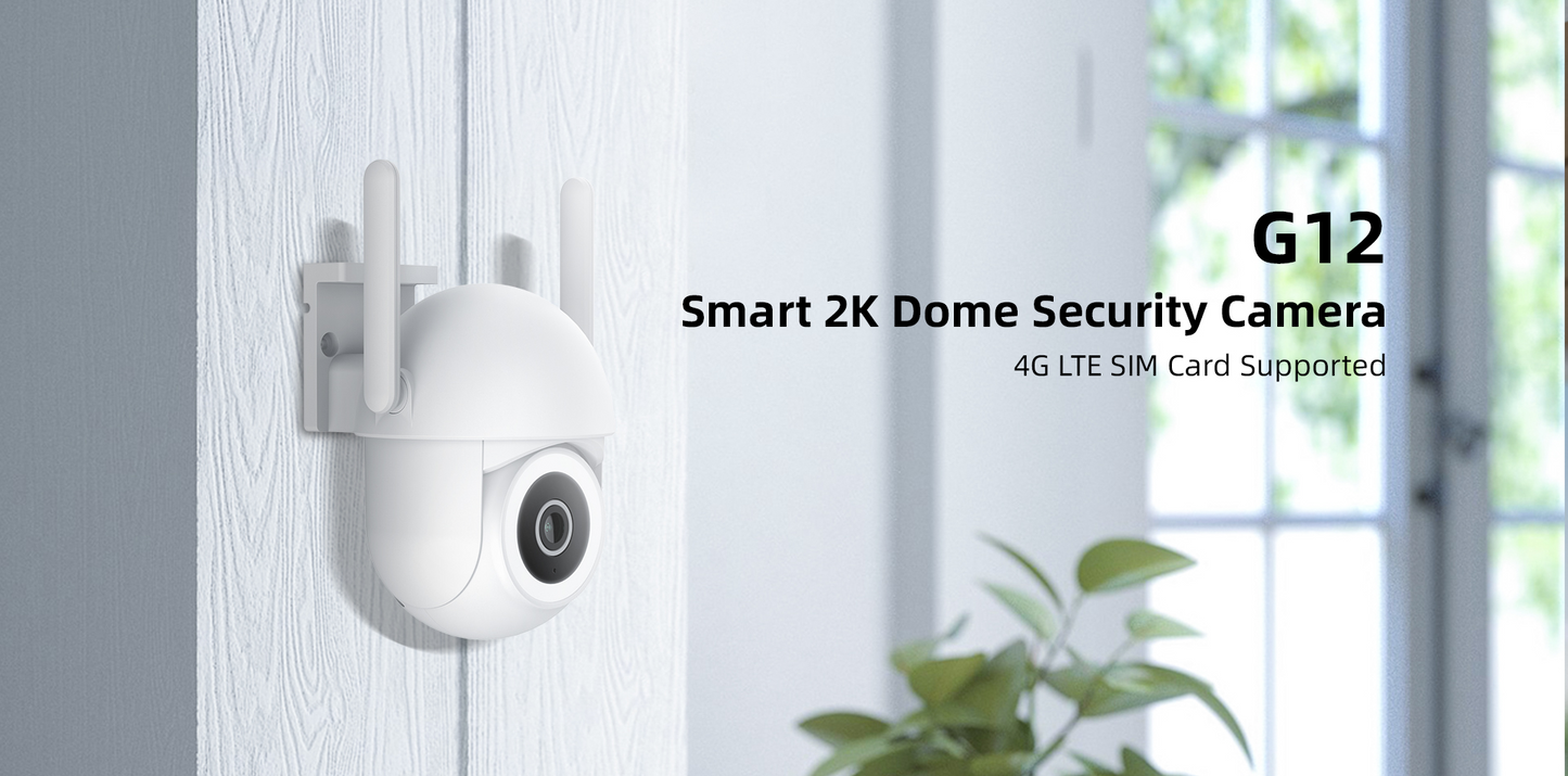 G12 Smart 2K Dome Security Camera – 4G LTE & Wi-Fi Outdoor Protection