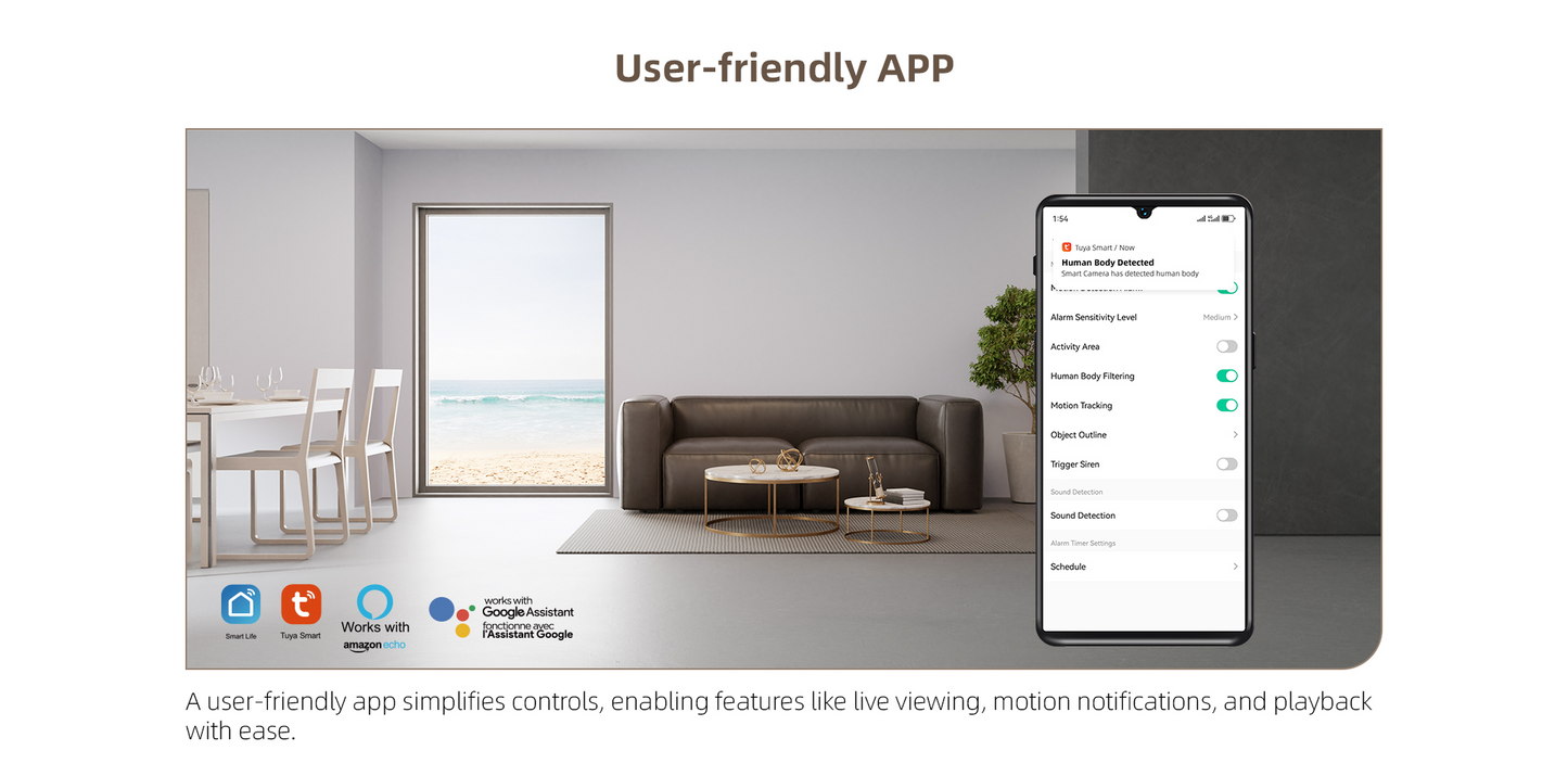 Mini Indoor Smart Wi-Fi Camera (108° Wide Angle, Two-Way Audio, Night Vision)