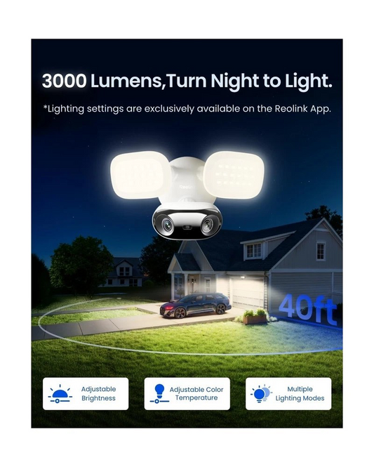 Reolink Elite Floodlight WiFi - 4K 180° Ultra-Wide Wired Floodlight Security Camera